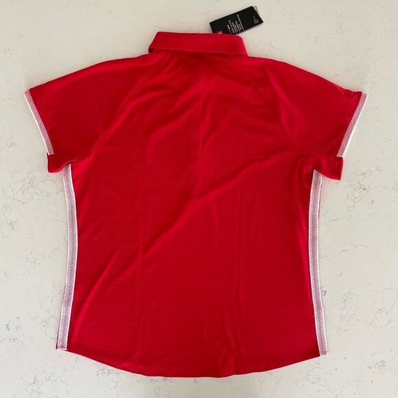 Under Armour Athletic Heat Gear Loose Fit SS Polo Shirt Red White Sz XL NWT - Picture 4 of 11